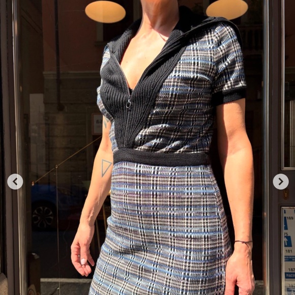 Missoni Knit Short-Sleeve Dress with Zip-Up Wide Neck Collar. Size US 12 (IT 48) - Picture 10 of 12